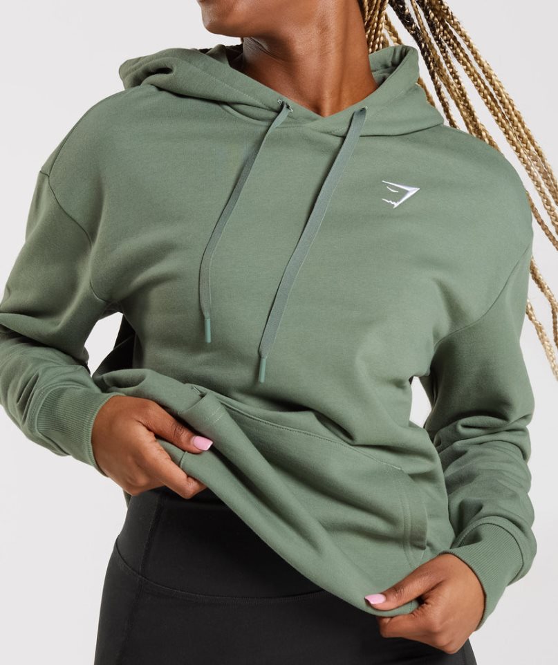 Gymshark Tränings Oversized Hoodie Dam Gröna | SE-21930R