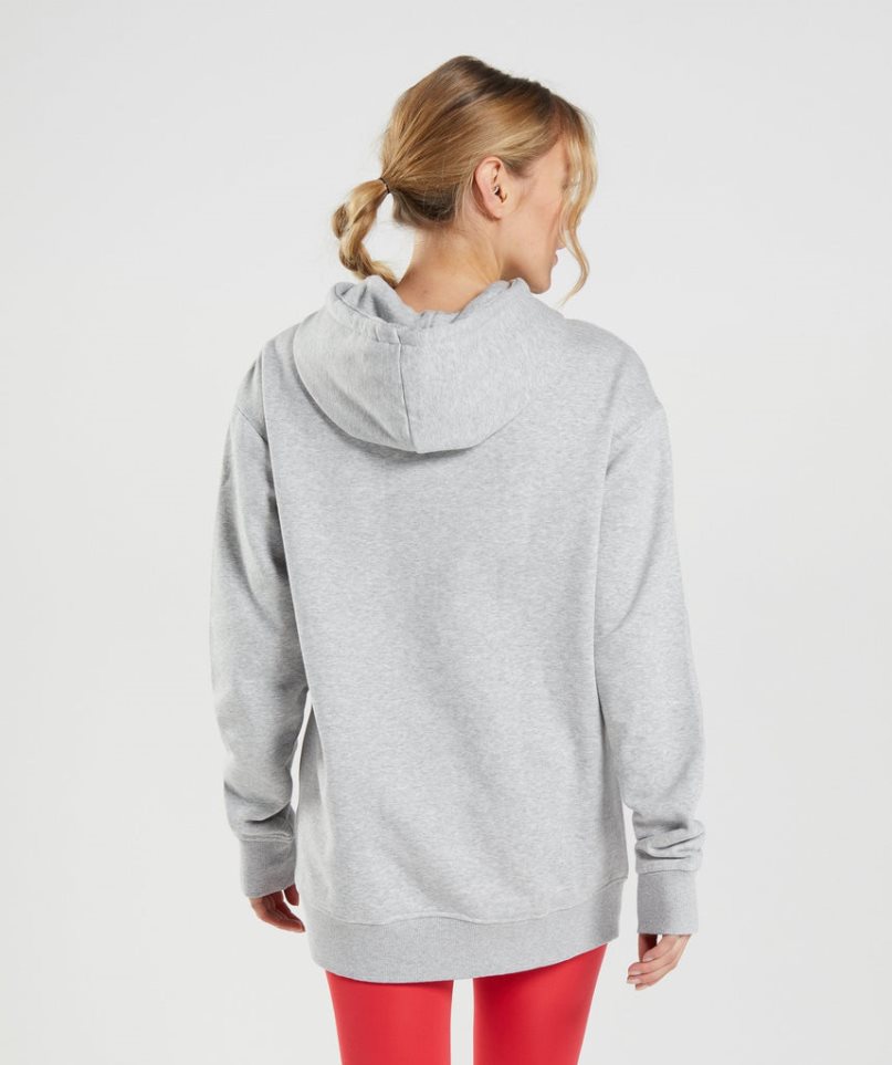 Gymshark Tränings Oversized Hoodie Dam Ljusgrå | SE-06542B