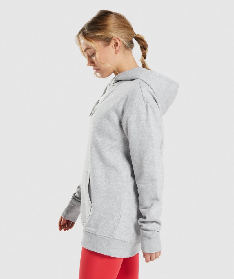 Gymshark Tränings Oversized Hoodie Dam Ljusgrå | SE-06542B