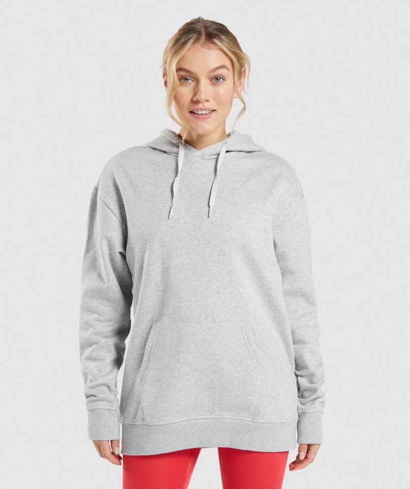 Gymshark Tränings Oversized Hoodie Dam Ljusgrå | SE-06542B