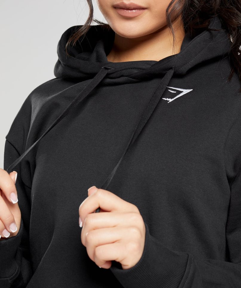 Gymshark Tränings Oversized Hoodie Dam Svarta | SE-02467T