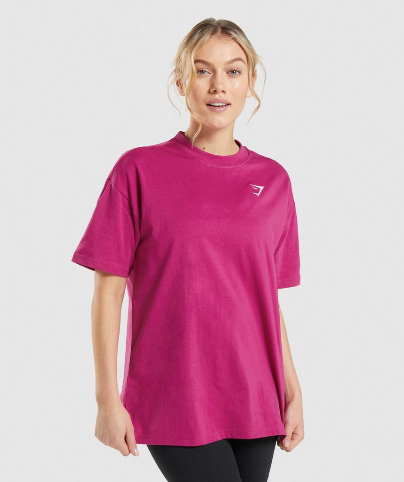 Gymshark Tränings Oversized T-shirt Dam Rosa | SE-35926V