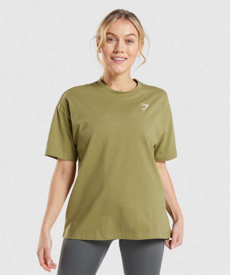 Gymshark Tränings Oversized T-shirt Dam Olivgröna | SE-39501Q