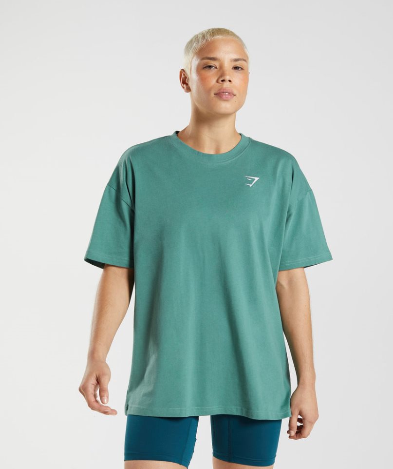 Gymshark Tränings Oversized T-shirt Dam Gröna | SE-47132E