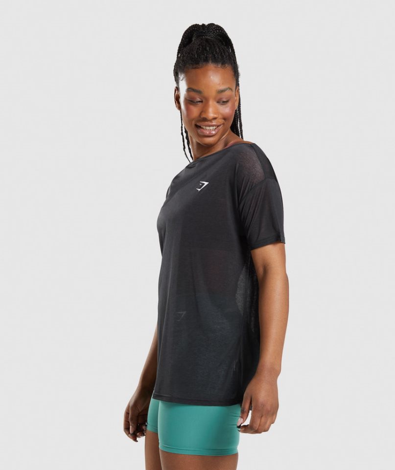 Gymshark Tränings Oversized Top T-shirt Dam Svarta | SE-76354J