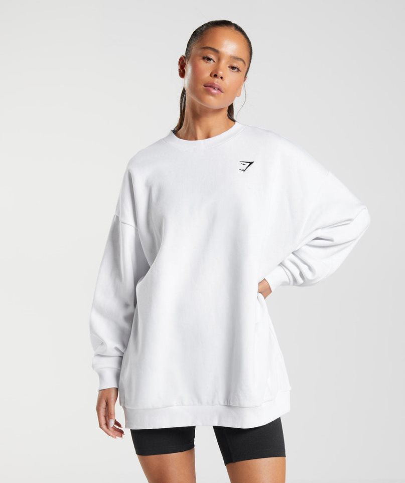 Gymshark Tränings Oversized Tröjor Dam Vita | SE-25890U