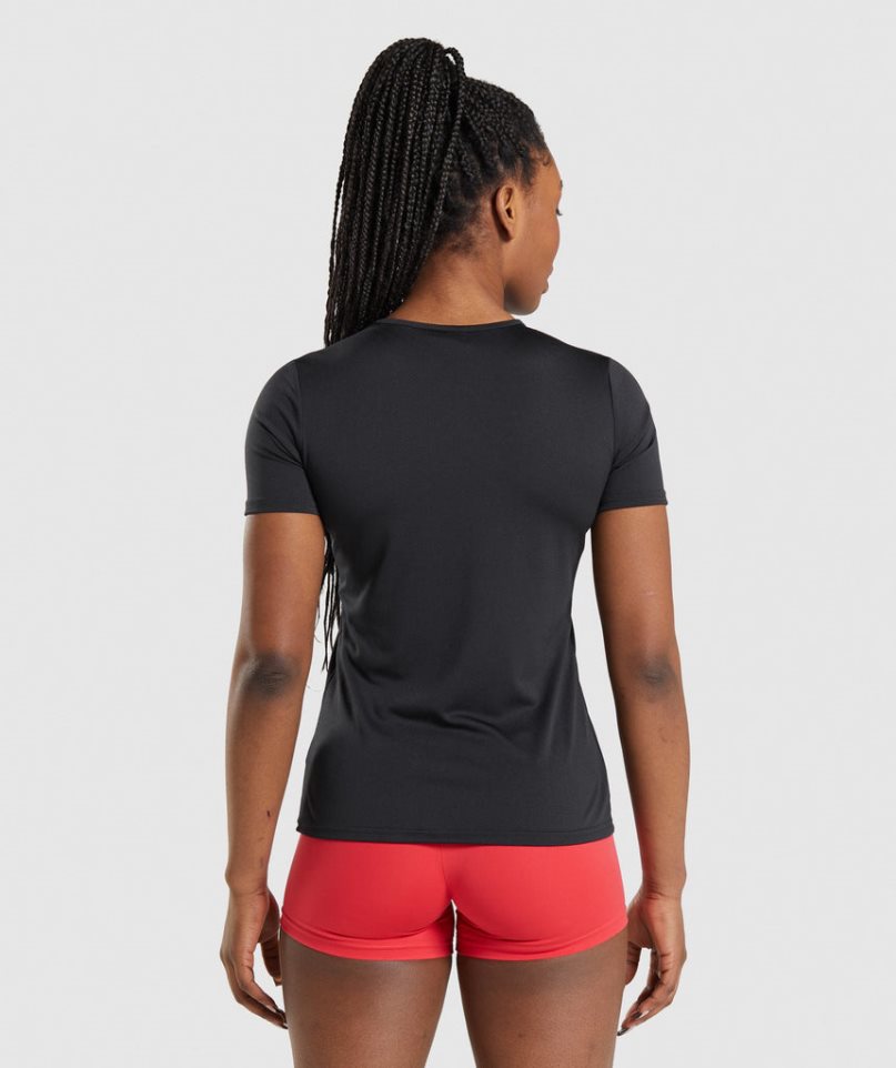 Gymshark Tränings T-shirt Dam Svarta | SE-31825D