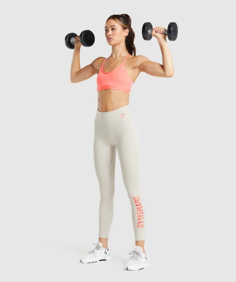 Gymshark Tränings Tryck Leggings Dam Grädde | SE-28795F