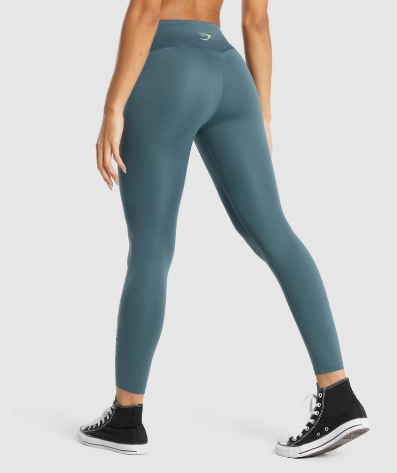 Gymshark Tränings Tryck Leggings Dam Marinblå | SE-82196J