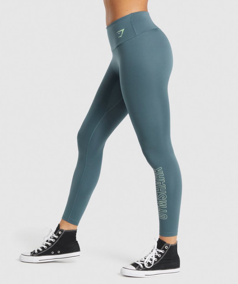 Gymshark Tränings Tryck Leggings Dam Marinblå | SE-82196J