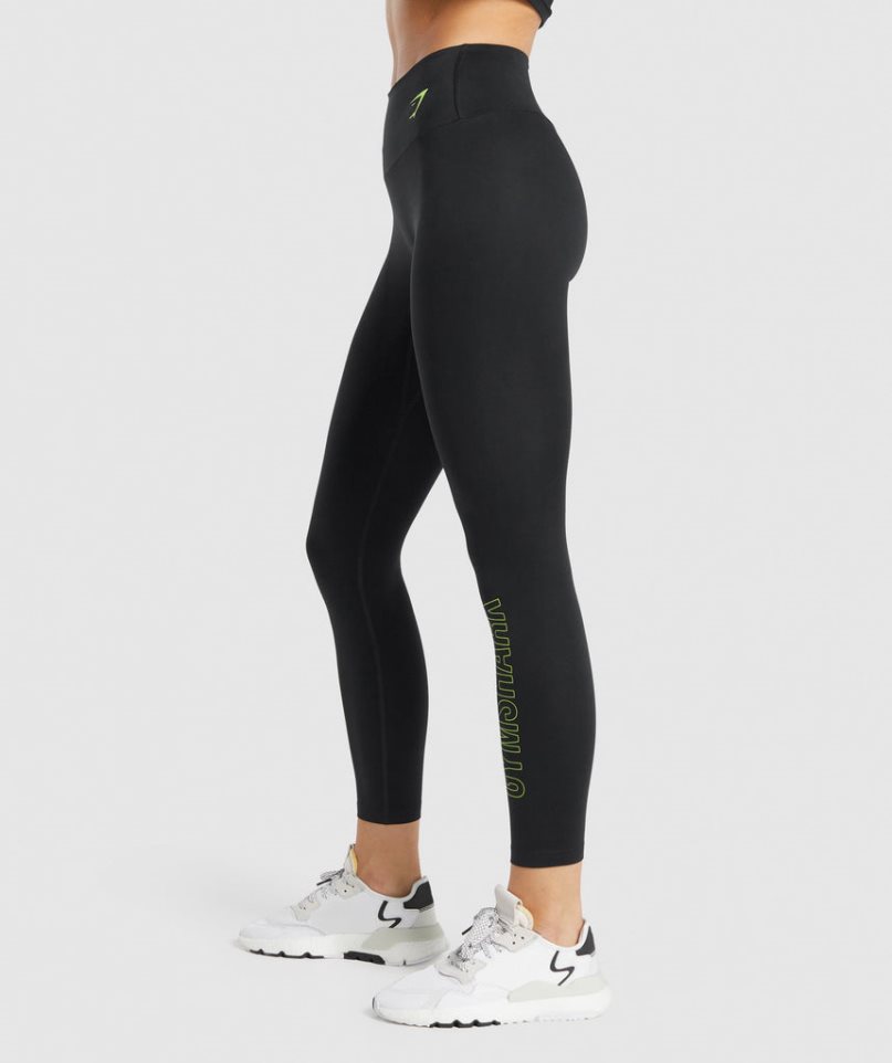 Gymshark Tränings Tryck Leggings Dam Svarta | SE-23481G