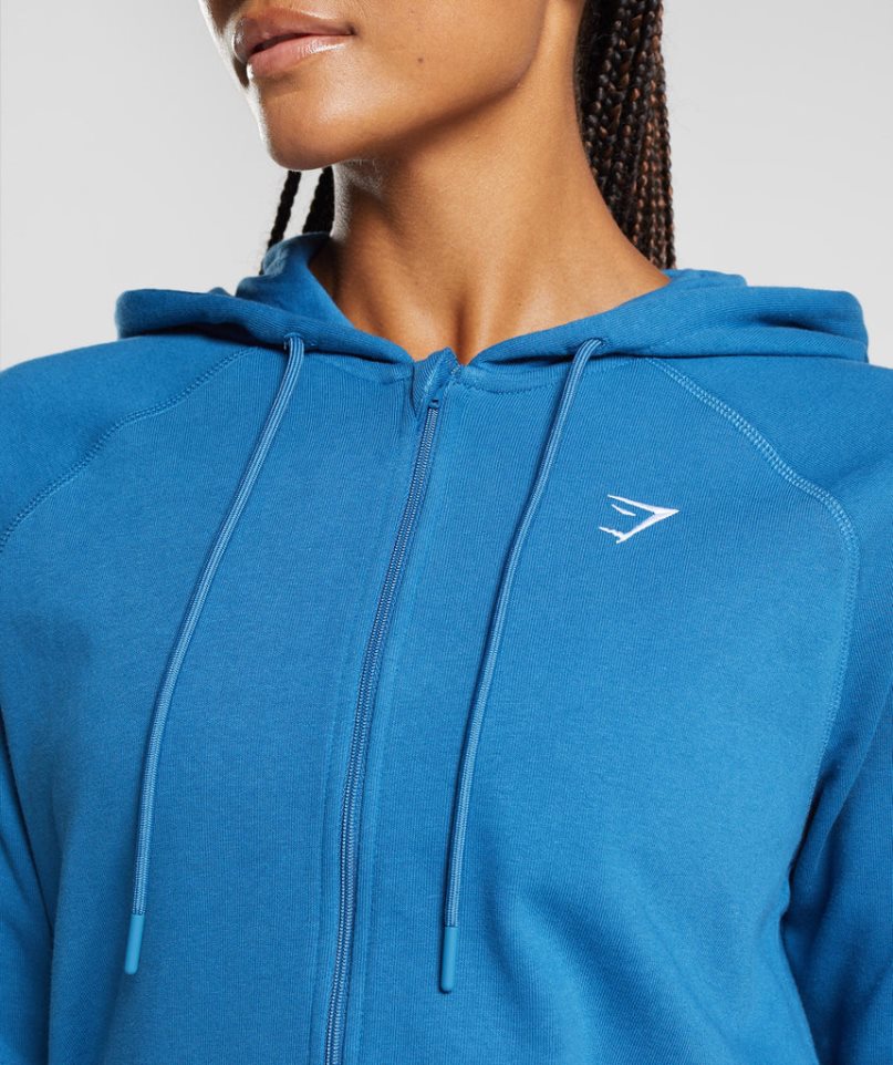 Gymshark Tränings Zip Hoodie Dam Blå | SE-74630E