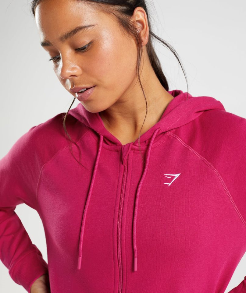 Gymshark Tränings Zip Hoodie Dam Fuchsia | SE-04123W