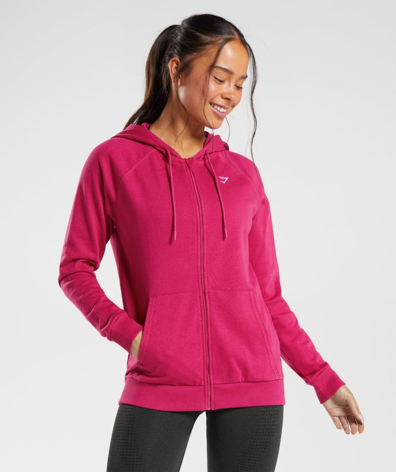 Gymshark Tränings Zip Hoodie Dam Fuchsia | SE-04123W