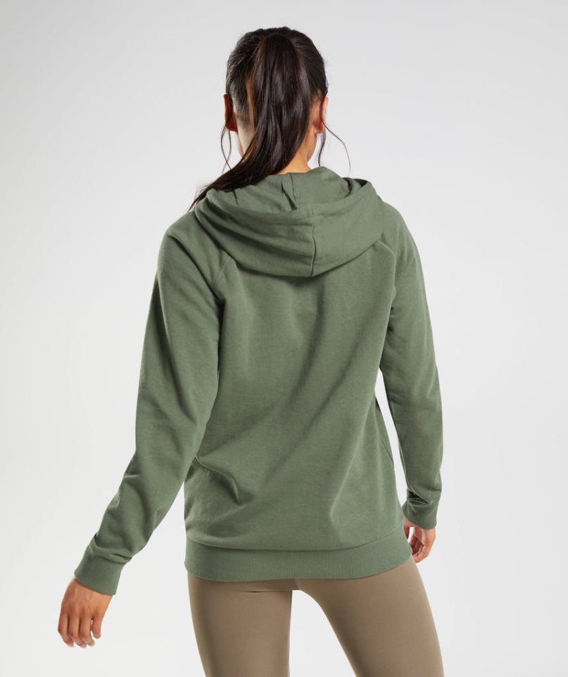 Gymshark Tränings Zip Hoodie Dam Olivgröna | SE-14295G