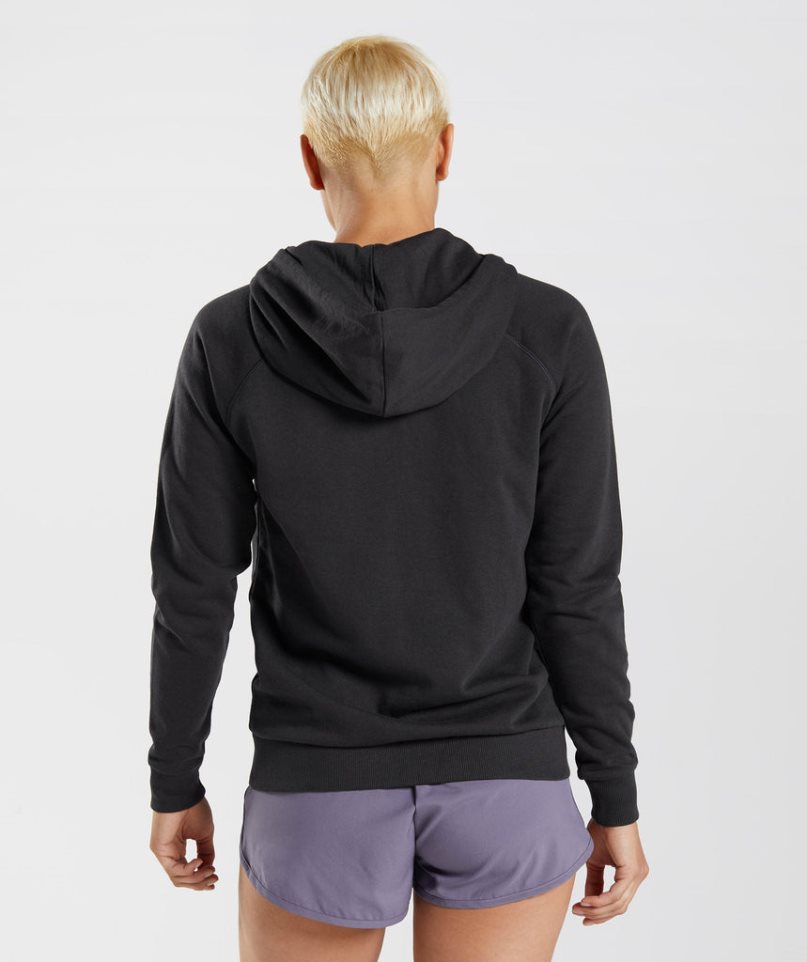 Gymshark Tränings Zip Hoodie Dam Svarta | SE-30769O