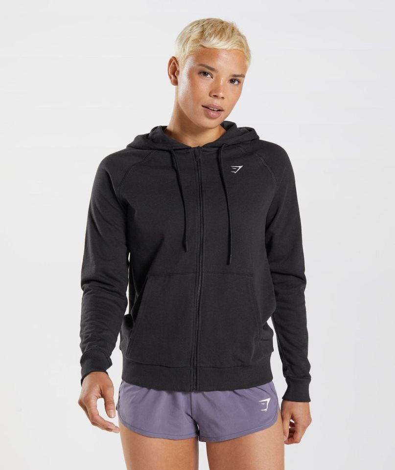 Gymshark Tränings Zip Hoodie Dam Svarta | SE-30769O