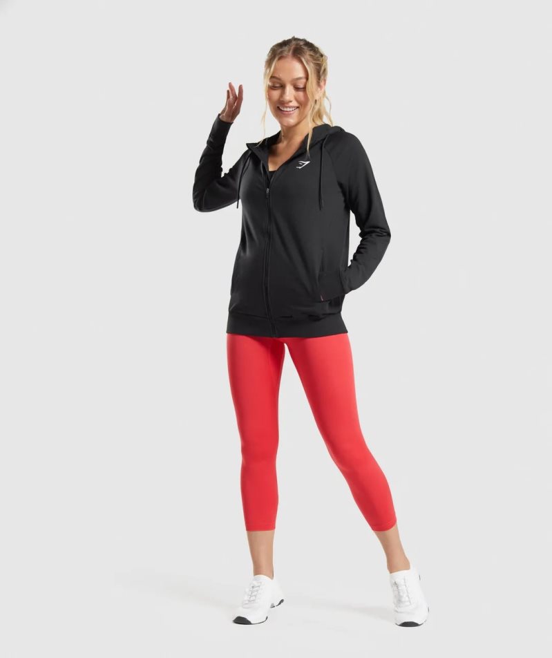 Gymshark Tränings Zip Tröjor Dam Svarta | SE-76139N