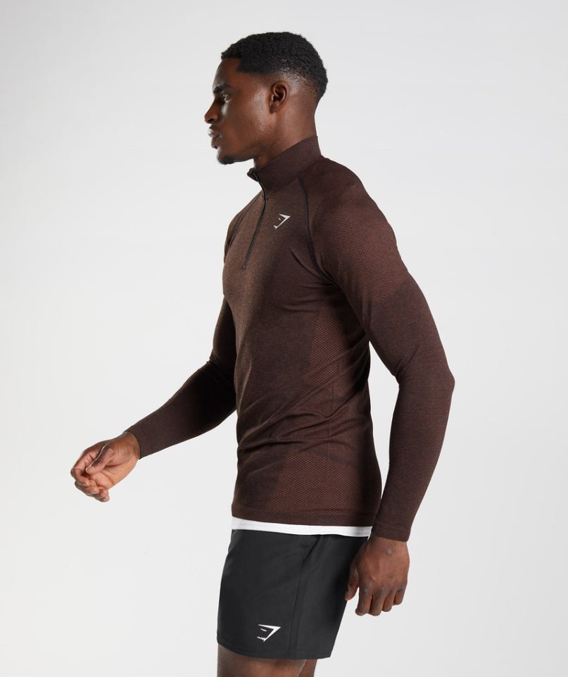 Gymshark Vital Light 1/4 Zip Tröjor Herr Mörkbruna | SE-59283H