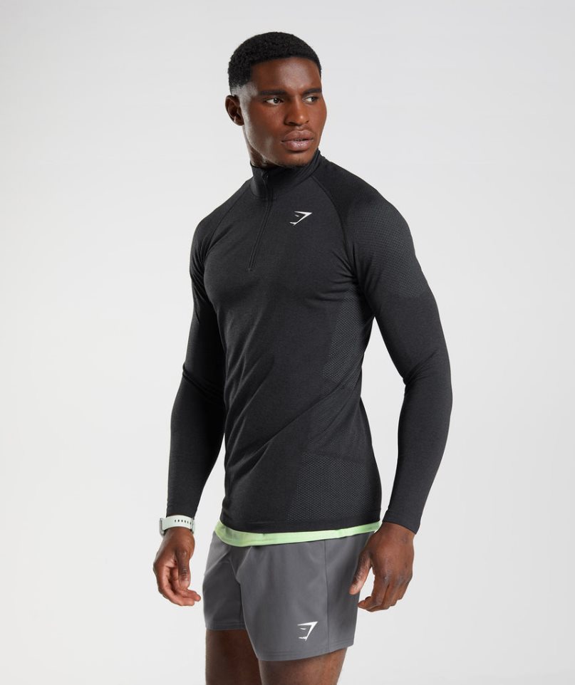 Gymshark Vital Light 1/4 Zip Tröjor Herr Svarta | SE-97641D