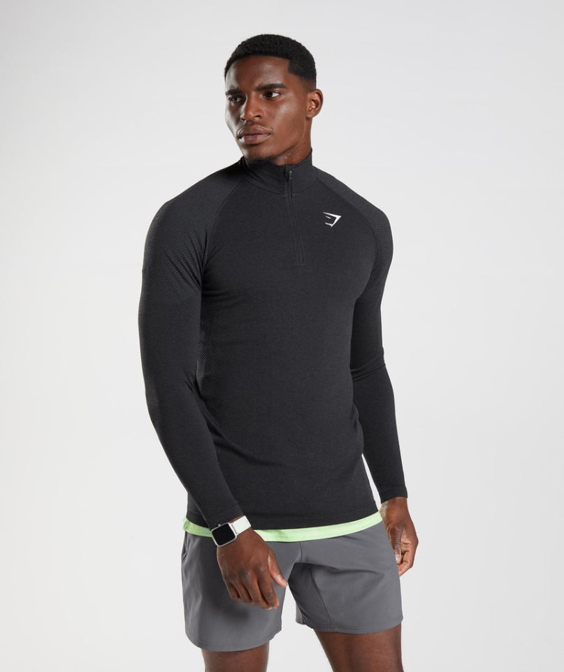 Gymshark Vital Light 1/4 Zip Tröjor Herr Svarta | SE-97641D