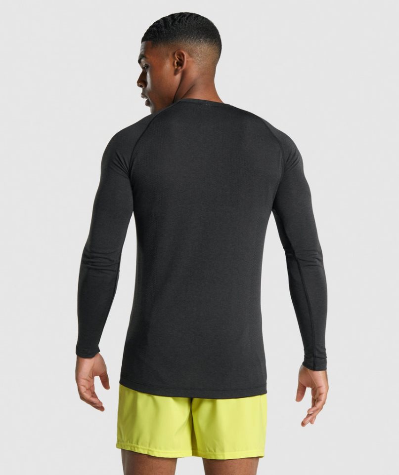 Gymshark Vital Light Seamless Long Sleeve T-shirt Herr Svarta | SE-61940D