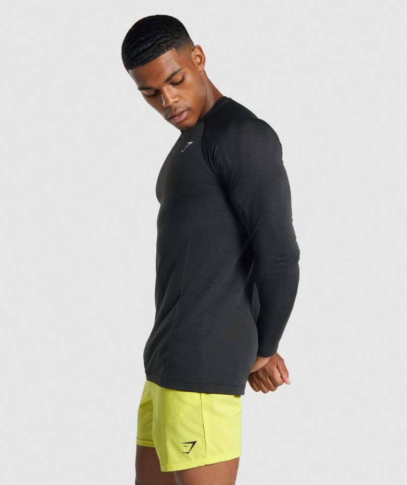 Gymshark Vital Light Seamless Long Sleeve T-shirt Herr Svarta | SE-61940D