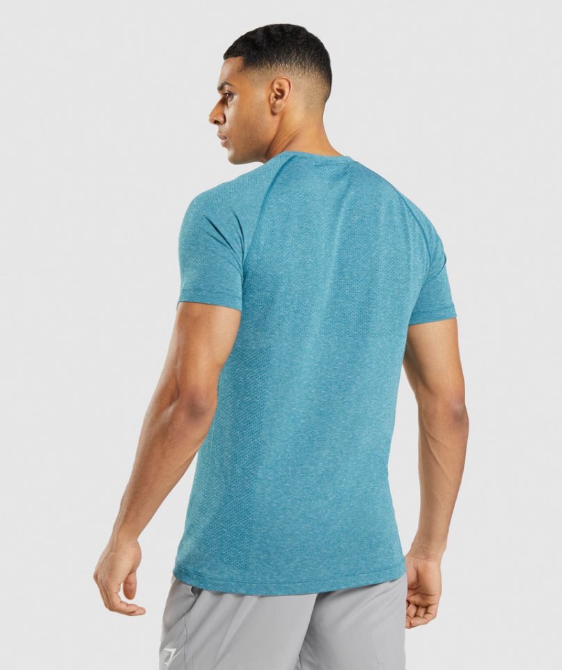 Gymshark Vital Light Seamless T-shirt Herr Turkos | SE-21745Q