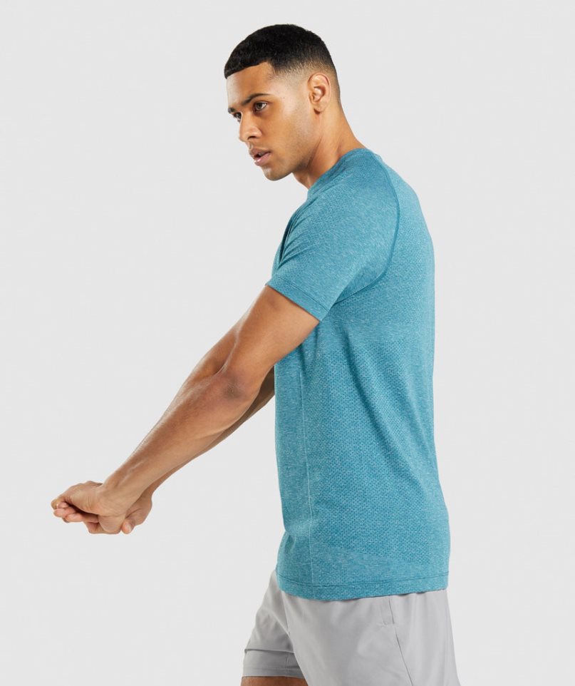 Gymshark Vital Light Seamless T-shirt Herr Turkos | SE-21745Q