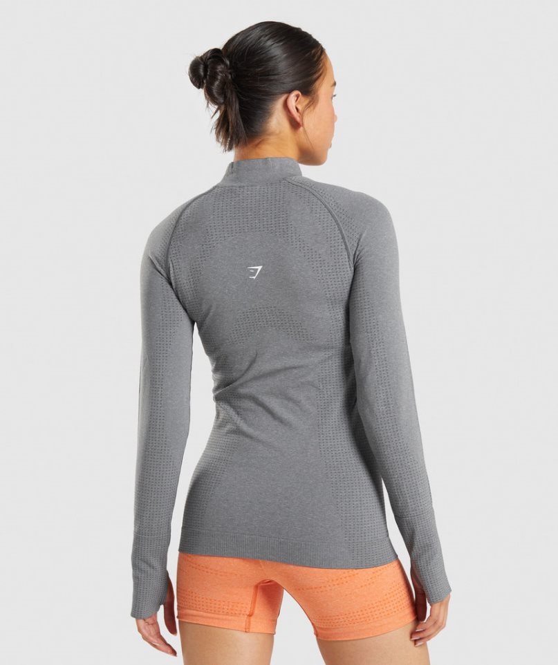 Gymshark Vital Seamless 2.0 1/2 Zip Tröjor Dam Grå | SE-74813E