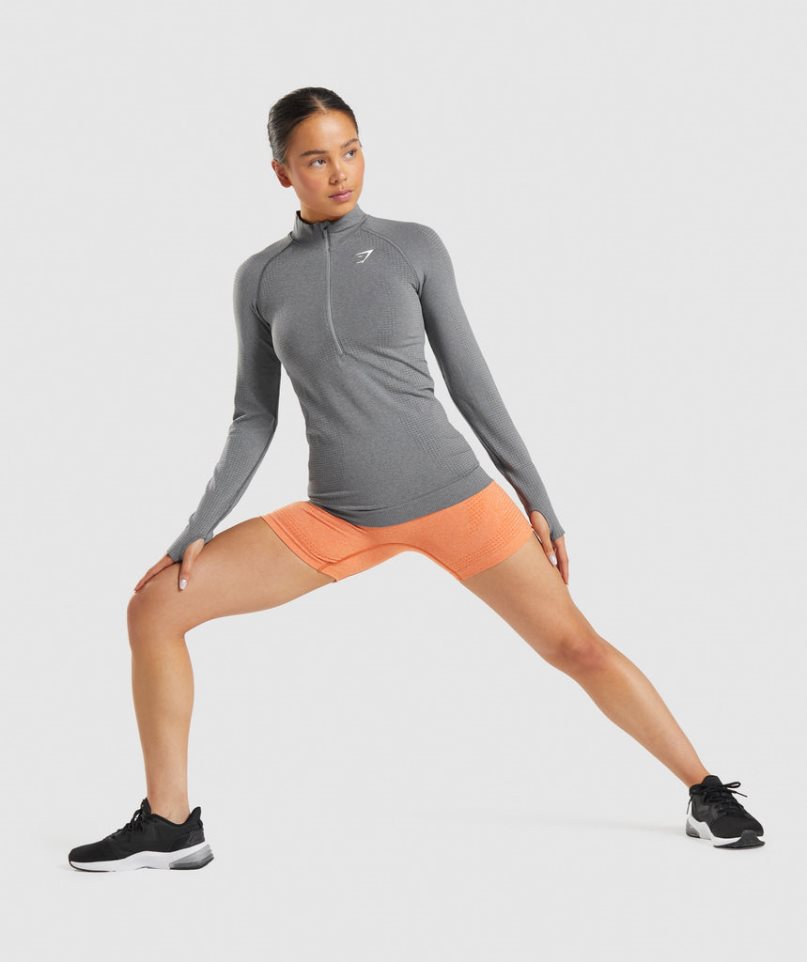 Gymshark Vital Seamless 2.0 1/2 Zip Tröjor Dam Grå | SE-74813E