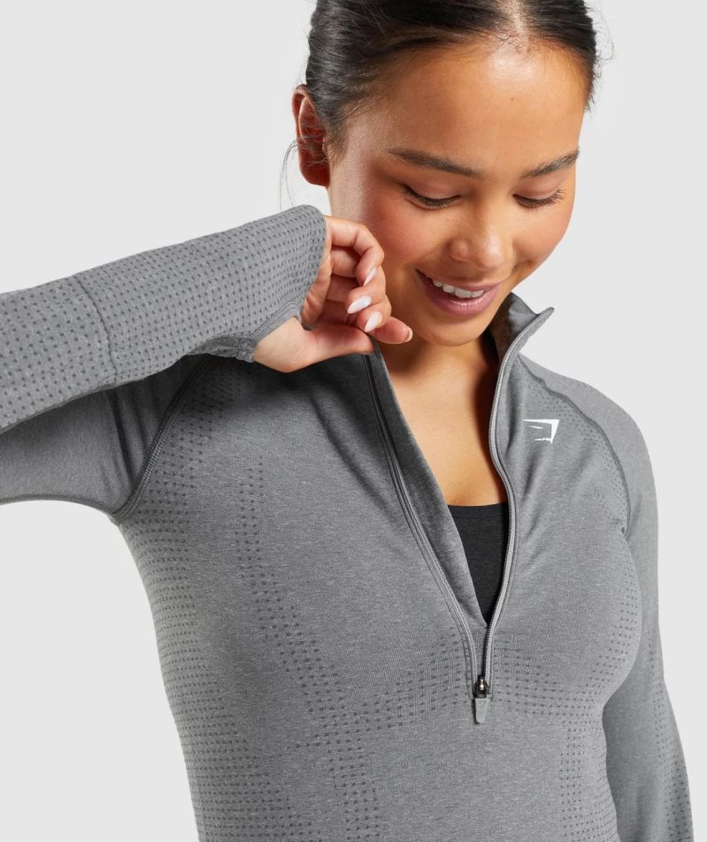 Gymshark Vital Seamless 2.0 1/2 Zip Tröjor Dam Grå | SE-74813E