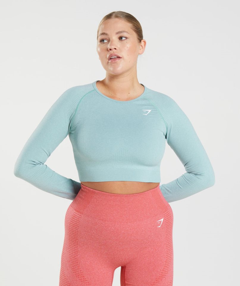 Gymshark Vital Seamless 2.0 Beskurna Toppar Dam Ljusblå | SE-03758E