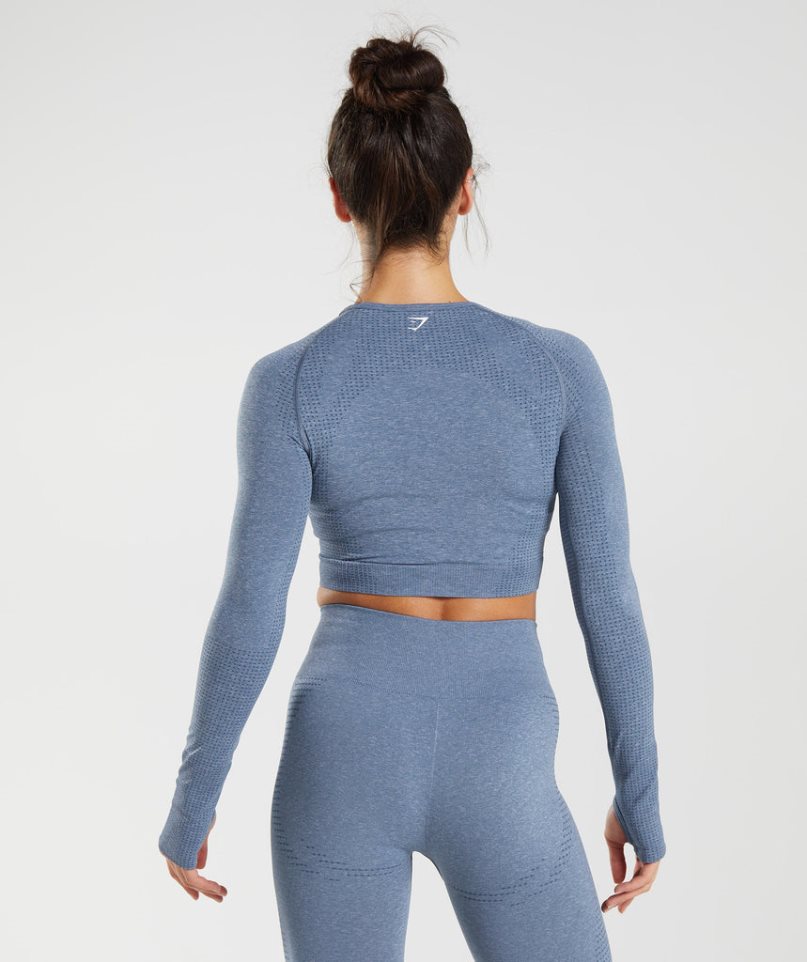 Gymshark Vital Seamless 2.0 Beskurna Toppar Dam Blå | SE-79352G