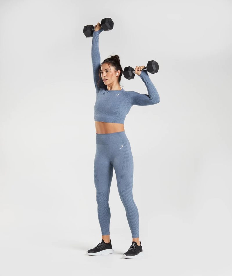 Gymshark Vital Seamless 2.0 Beskurna Toppar Dam Blå | SE-79352G