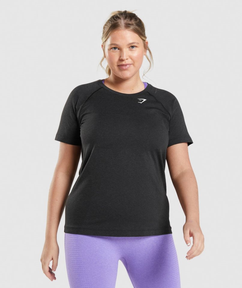 Gymshark Vital Seamless 2.0 Light T-shirt Dam Svarta | SE-63810L