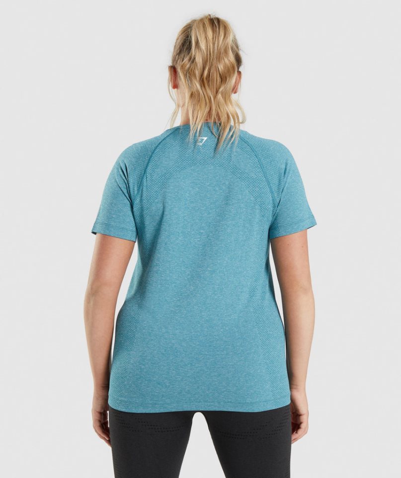 Gymshark Vital Seamless 2.0 Light T-shirt Dam Turkos | SE-95264I