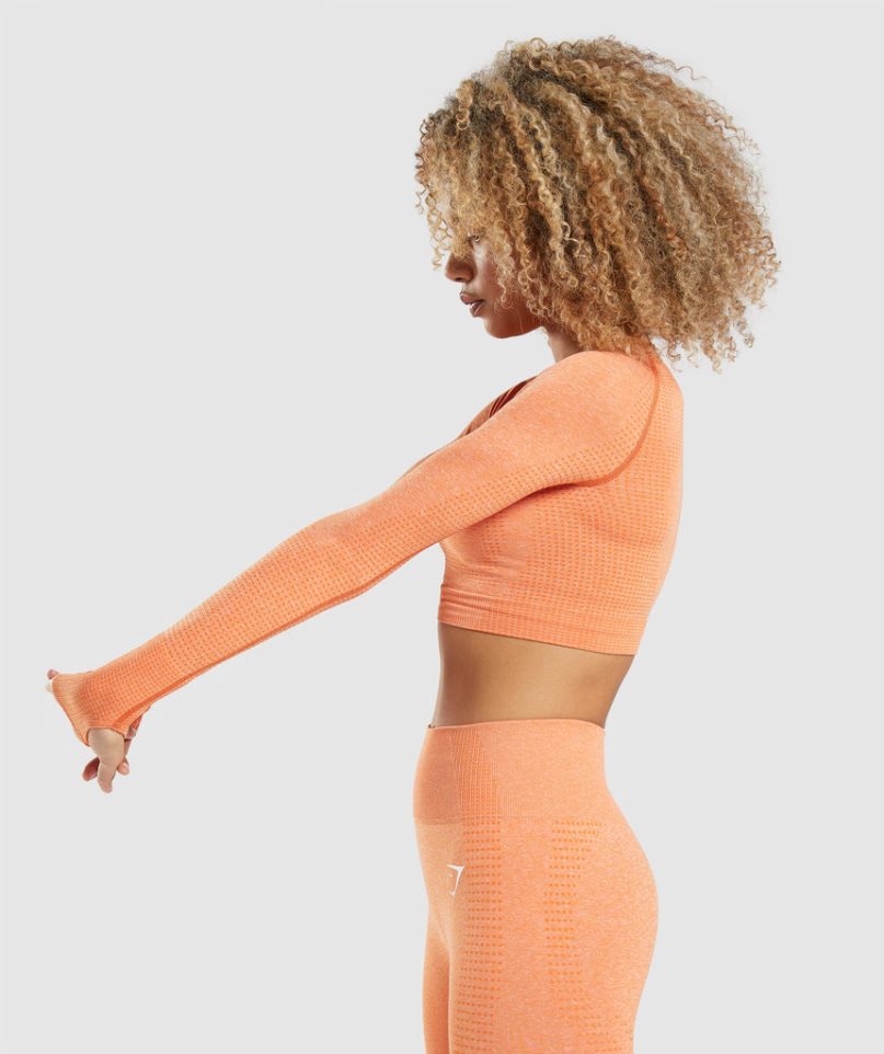 Gymshark Vital Seamless 2.0 Long Sleeve Beskurna Toppar Dam Orange | SE-96132Z