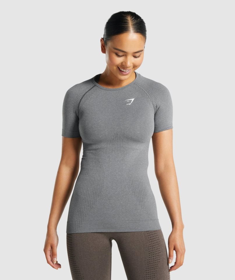 Gymshark Vital Seamless 2.0 T-shirt Dam Grå | SE-17809M