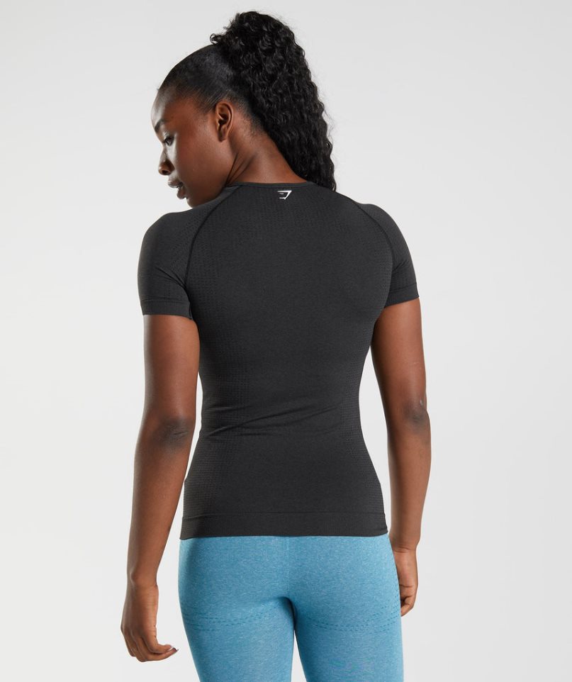 Gymshark Vital Seamless 2.0 T-shirt Dam Svarta | SE-89546Y