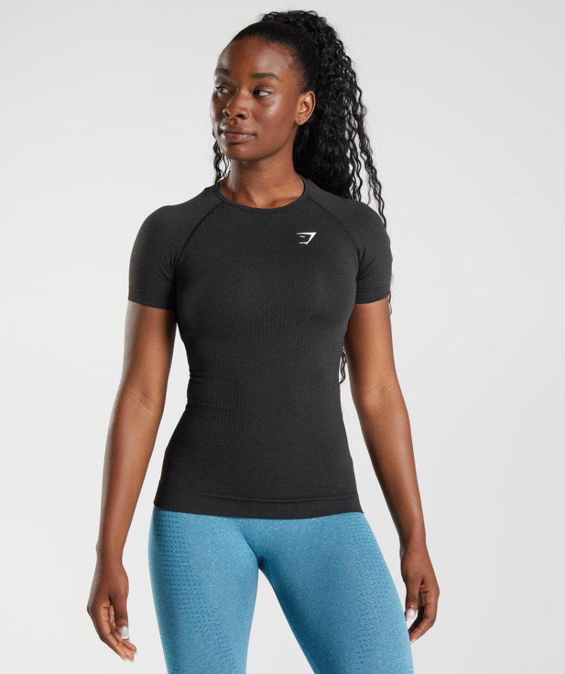 Gymshark Vital Seamless 2.0 T-shirt Dam Svarta | SE-89546Y