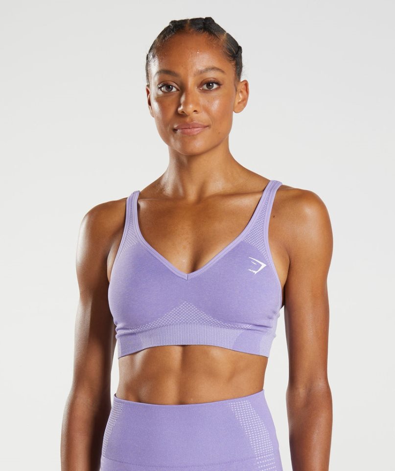 Gymshark Vital Seamless 2.0 V Neck Sport Bh Dam Lila | SE-54310T