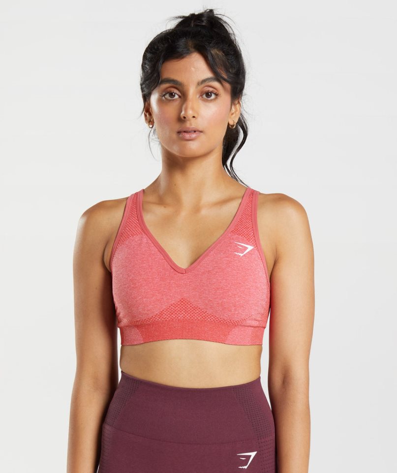 Gymshark Vital Seamless 2.0 V Neck Sport Bh Dam Rosa | SE-92780C