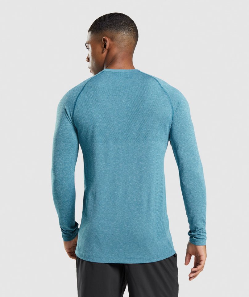 Gymshark Vital Seamless Light Long Sleeve T-shirt Herr Turkos | SE-16350K