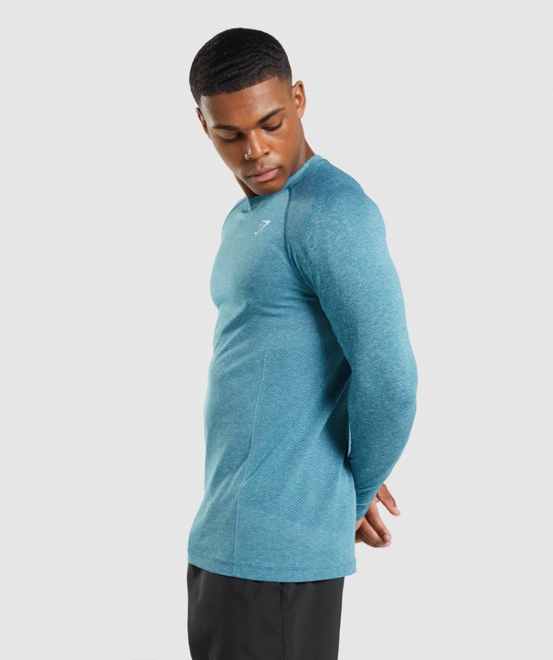 Gymshark Vital Seamless Light Long Sleeve T-shirt Herr Turkos | SE-16350K