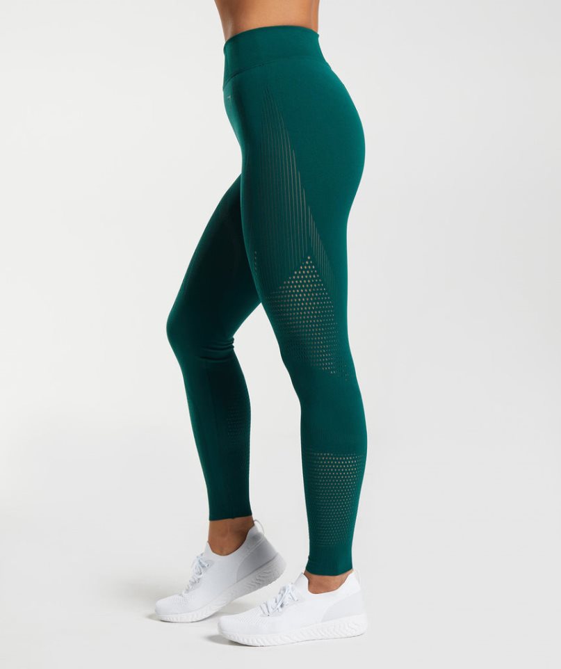 Gymshark Warp Knit Leggings Dam Gröna | SE-94062X