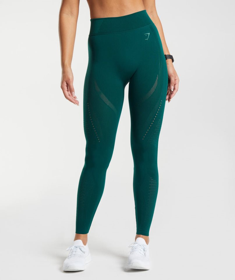 Gymshark Warp Knit Leggings Dam Gröna | SE-94062X