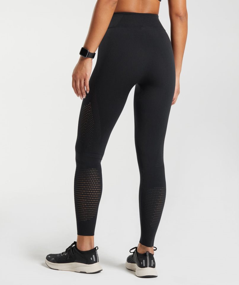 Gymshark Warp Knit Leggings Dam Svarta | SE-18049B