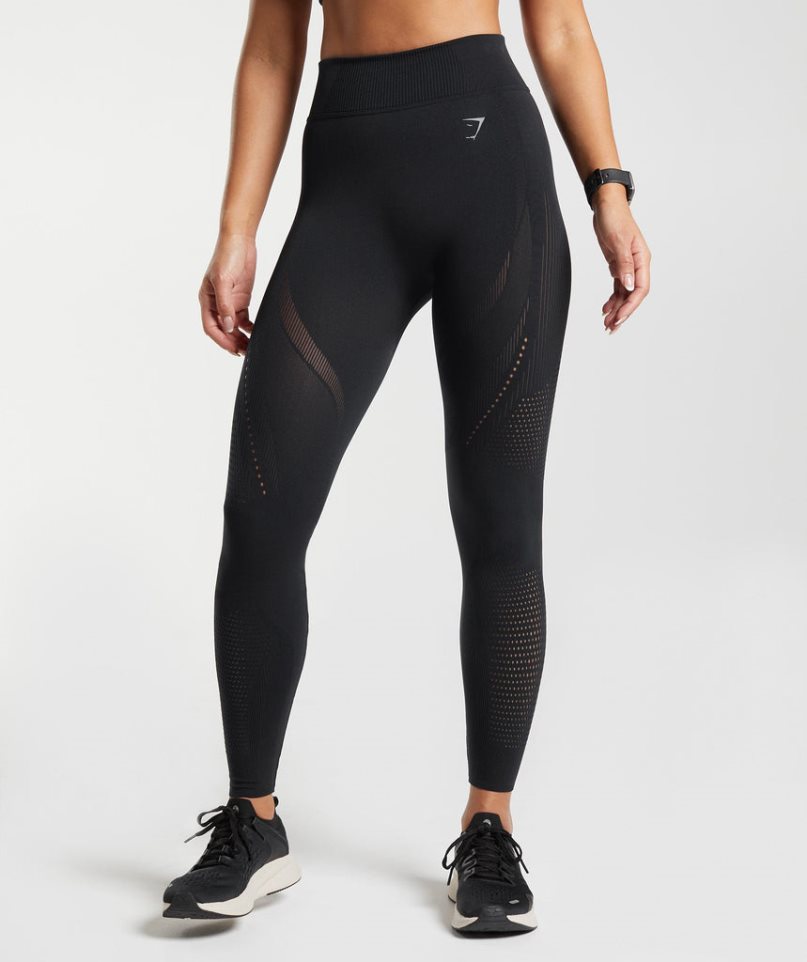 Gymshark Warp Knit Leggings Dam Svarta | SE-18049B