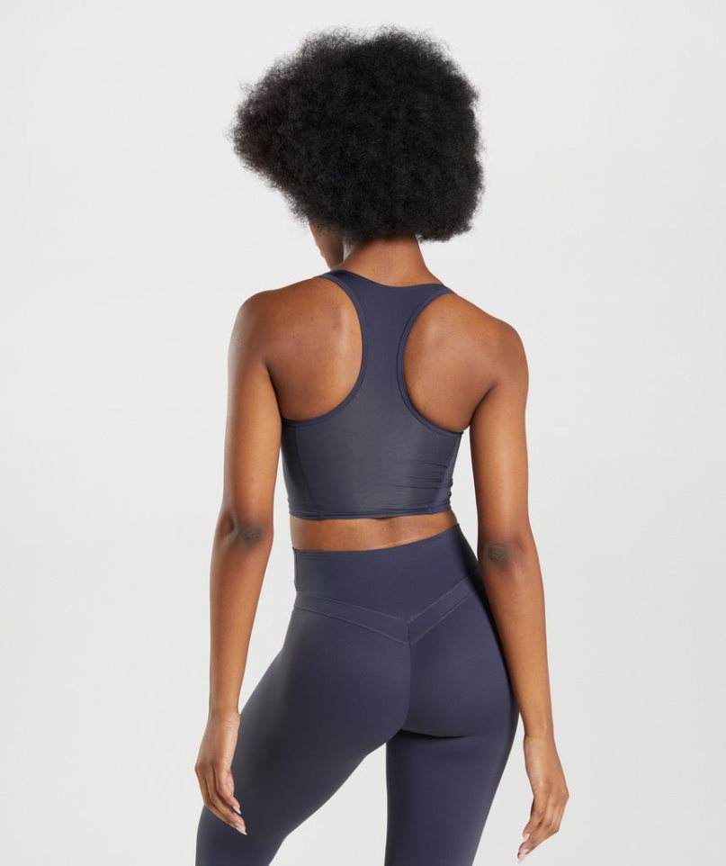 Gymshark Whitney Crop Linnen Dam Marinblå | SE-39250K